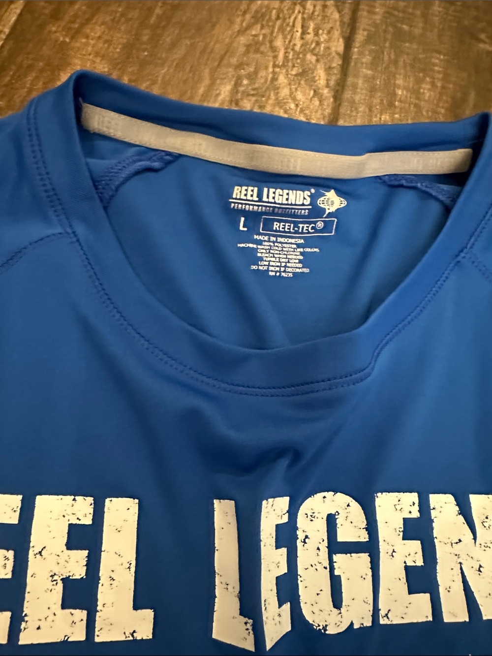 Reel Legends Men’s Blue Long Sleeve Performance Fishing Shirt Size Large - Picture 2 of 5